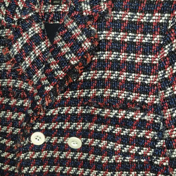 Ann Taylor Tweed  Red/White/Blue Double Breasted Blazer - 00P - Picture 3 of 4